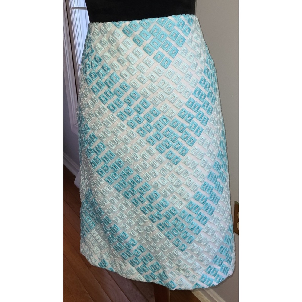 CARLISLE Skirt Women's Sz 18 Blue White Geometric Pattern Career Office Lined